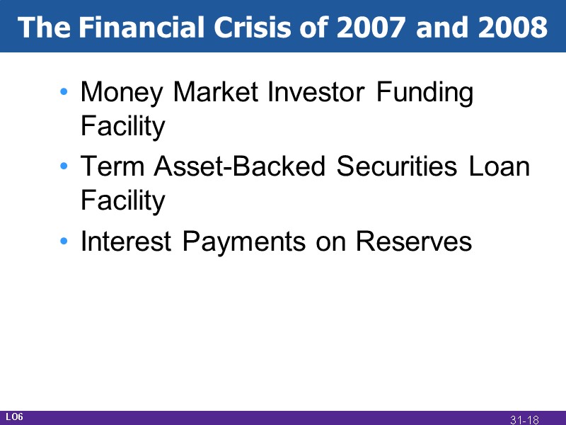 The Financial Crisis of 2007 and 2008 Money Market Investor Funding Facility Term Asset-Backed
